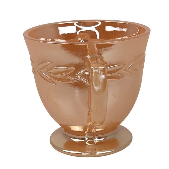 Fire King Footed Open Sugar Peach Lustre Laurel by Anchor Hocking 3-1/4" - Picture 2 of 9